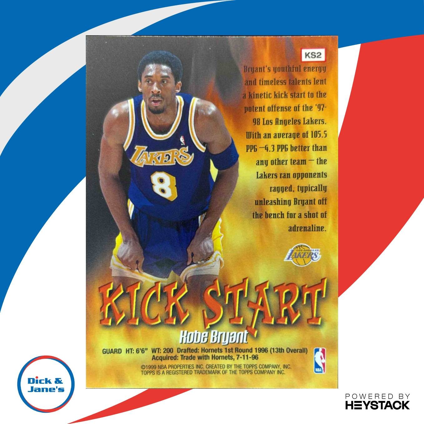 1998-99 Topps Kobe Bryant Kick Start #KS2 Los Angeles Lakers - Sports Cards