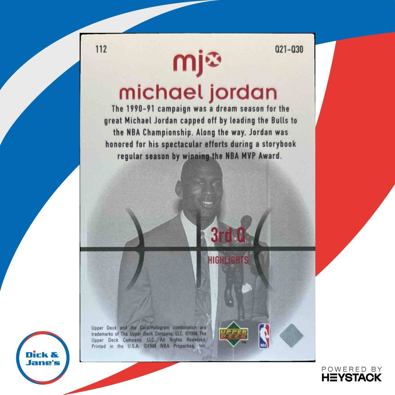 1998-99 Upper Deck MJx Michael Jordan #112 Chicago Bulls - Sports Cards
