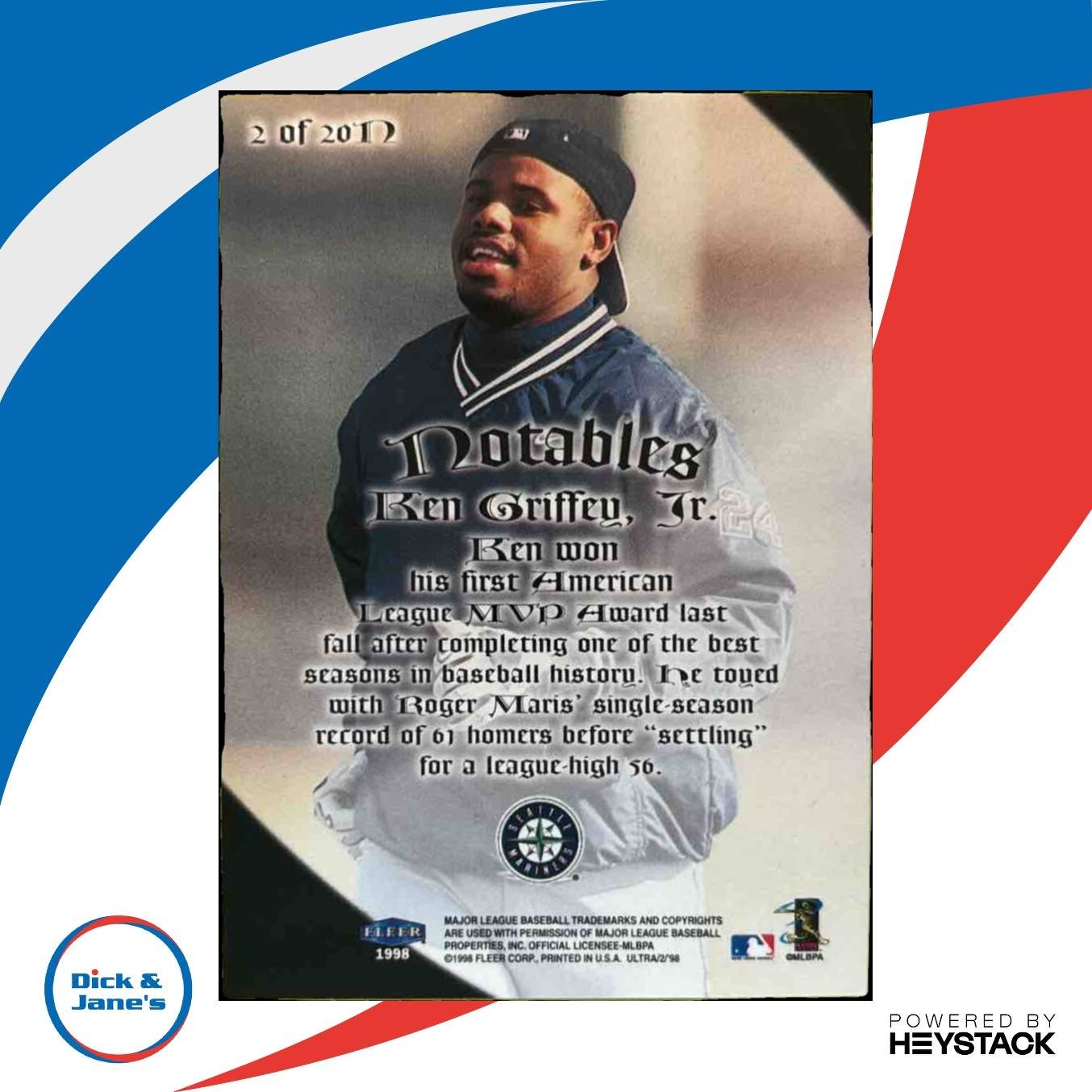 1998 Fleer Ultra Ken Griffey Jr. Notables #2N Seattle Mariners - Sports Cards
