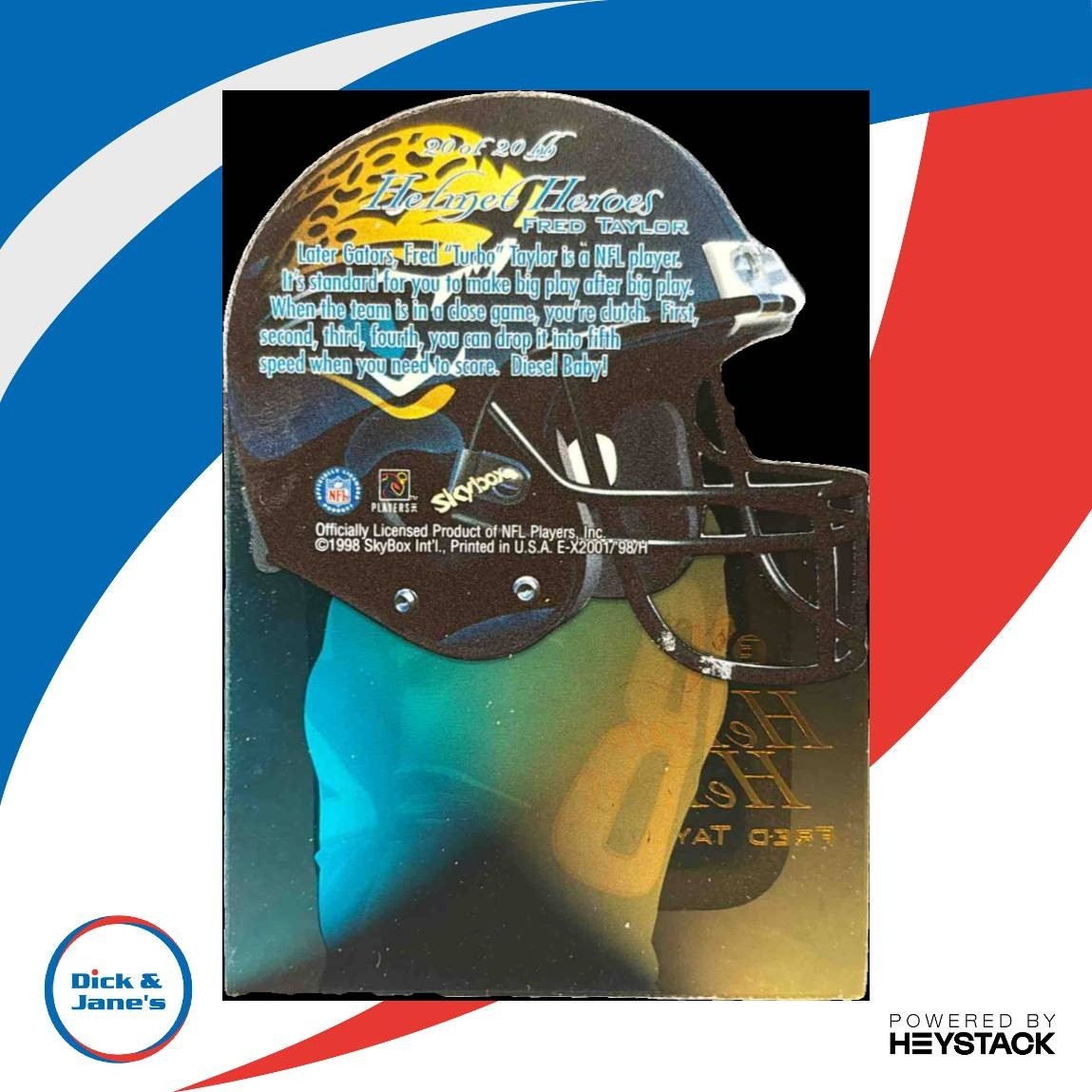 1998 Skybox E-X2001 Fred Taylor Helmet Heroes #20hh RC Jacksonville Jaguars - Sports Cards