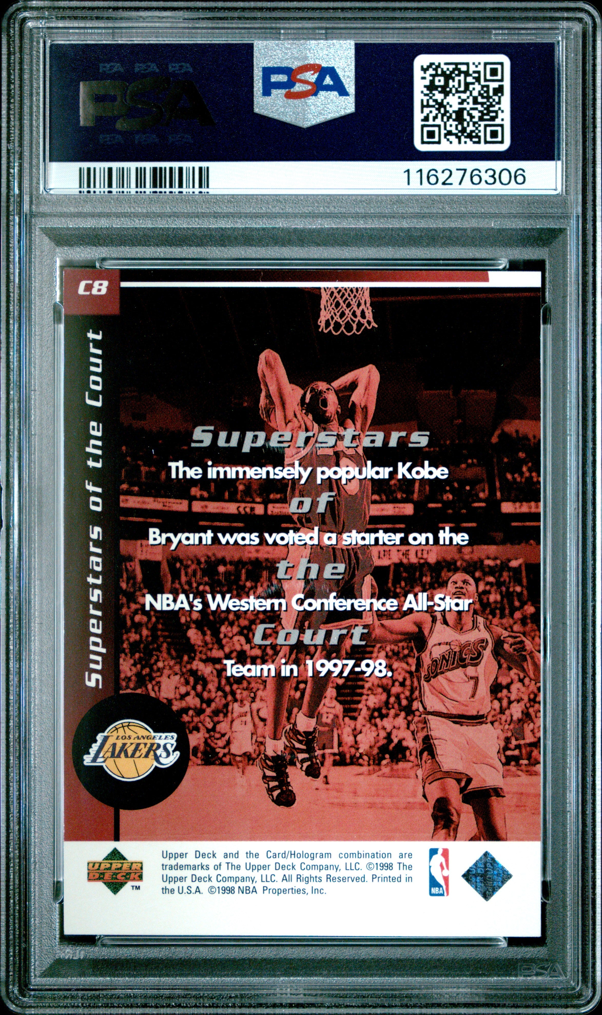 1998 Upper Deck Ovation Superstars Of The Court Kobe Bryant #C8 PSA 8 - Graded Sports Cards