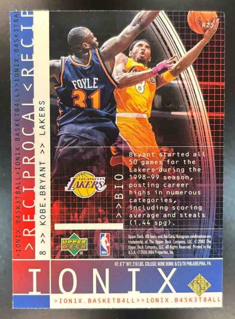 1999-00 Upper Deck Ionix Kobe Bryant Reciprocal #R25 Los Angeles Lakers - Sports Cards