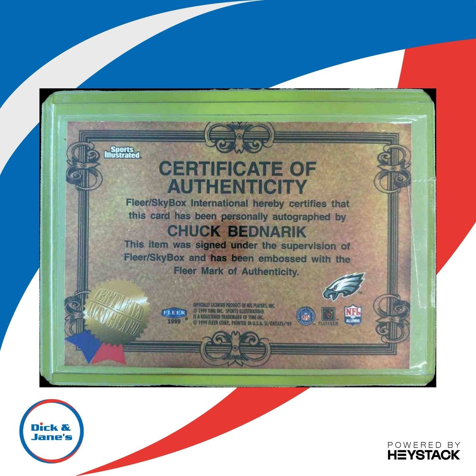 1999 Fleer Sports Illustrated Chuck Bednarik Auto #NNO Philadelphia Eagles - Sports Cards