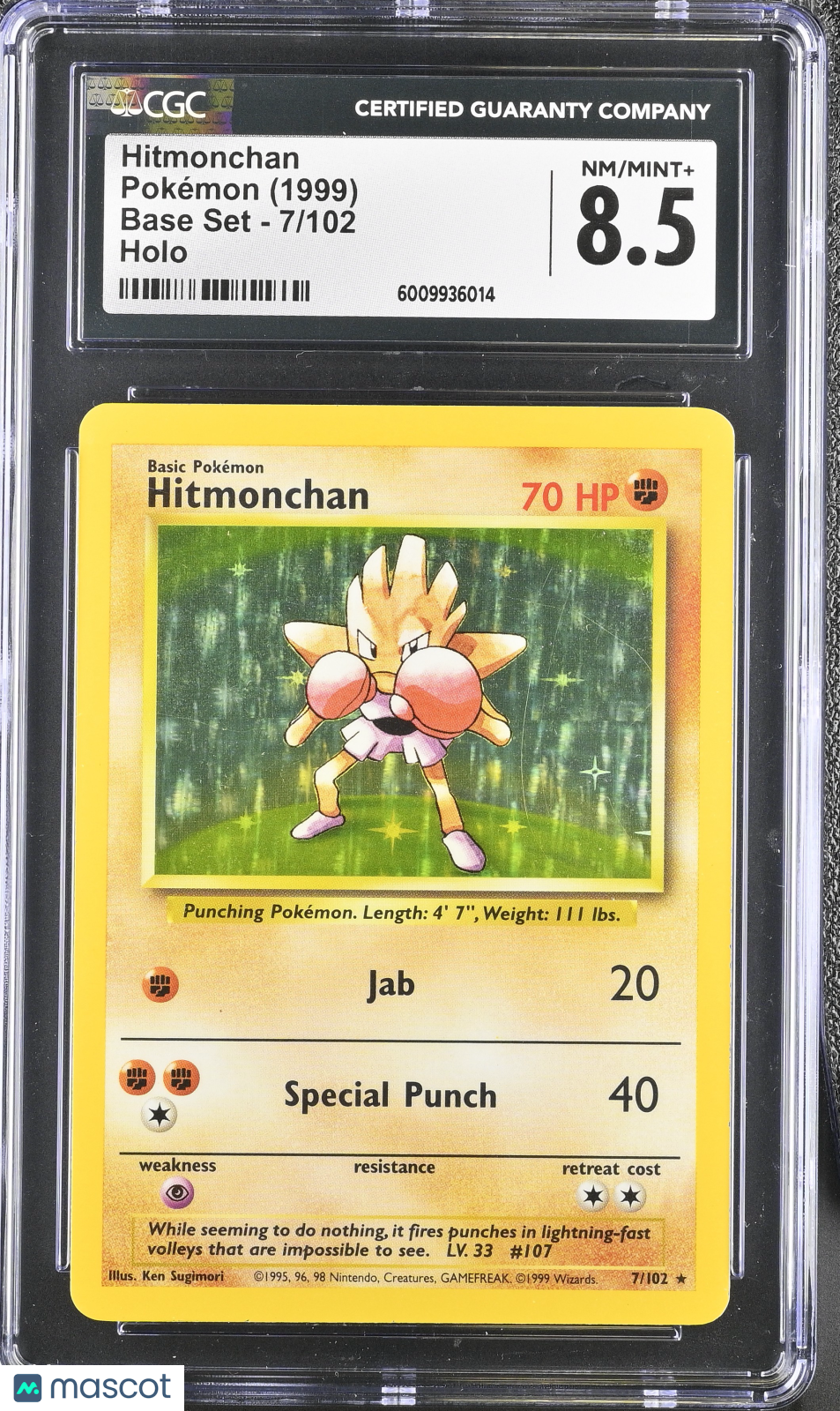 1999 Pokemon Base Set Hitmonchan #7/102 Holo CGC 8.5 - Graded TCG/CCG
