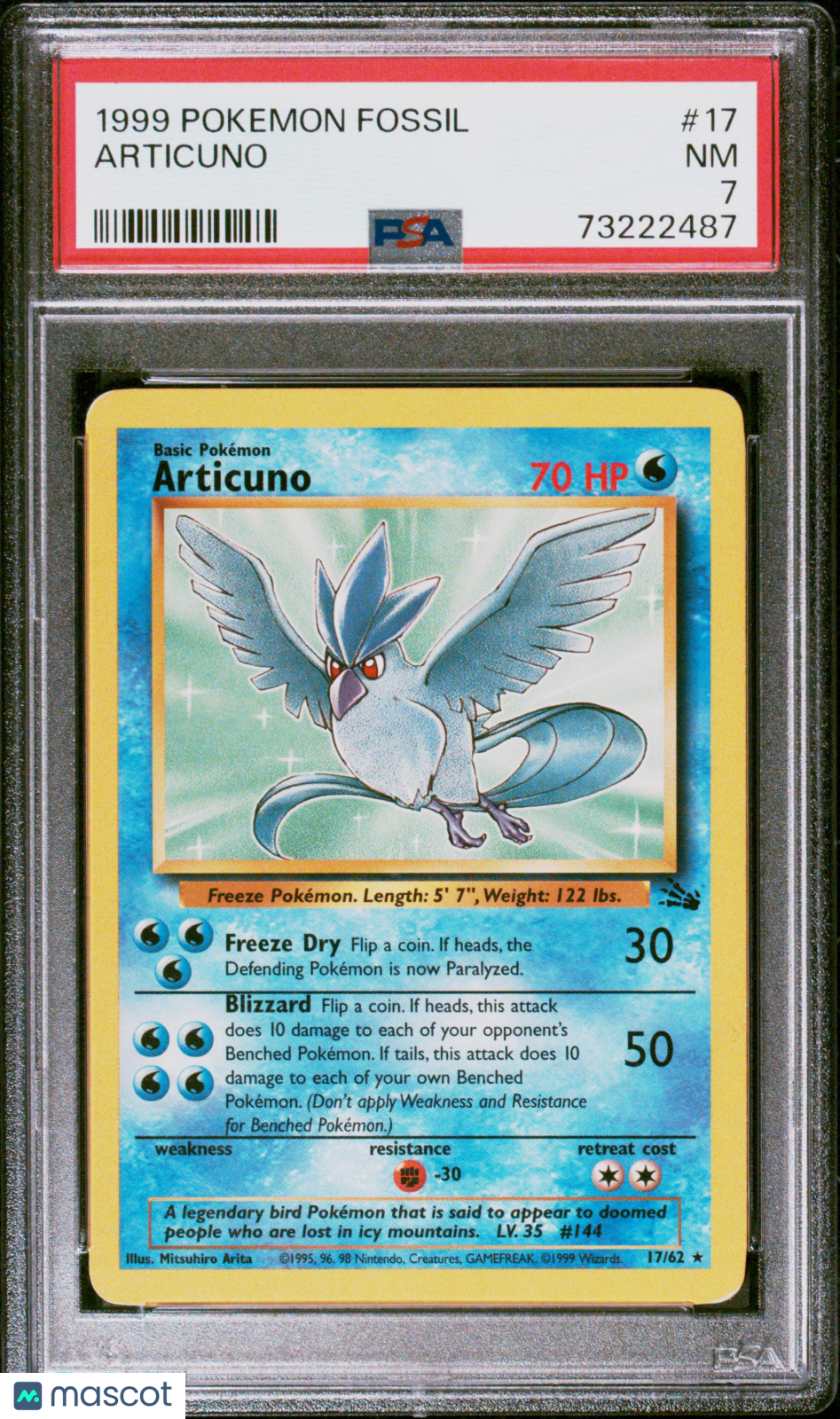 1999 Pokemon Fossil Articuno #17 PSA 7 NEAR MINT - Graded TCG/CCG