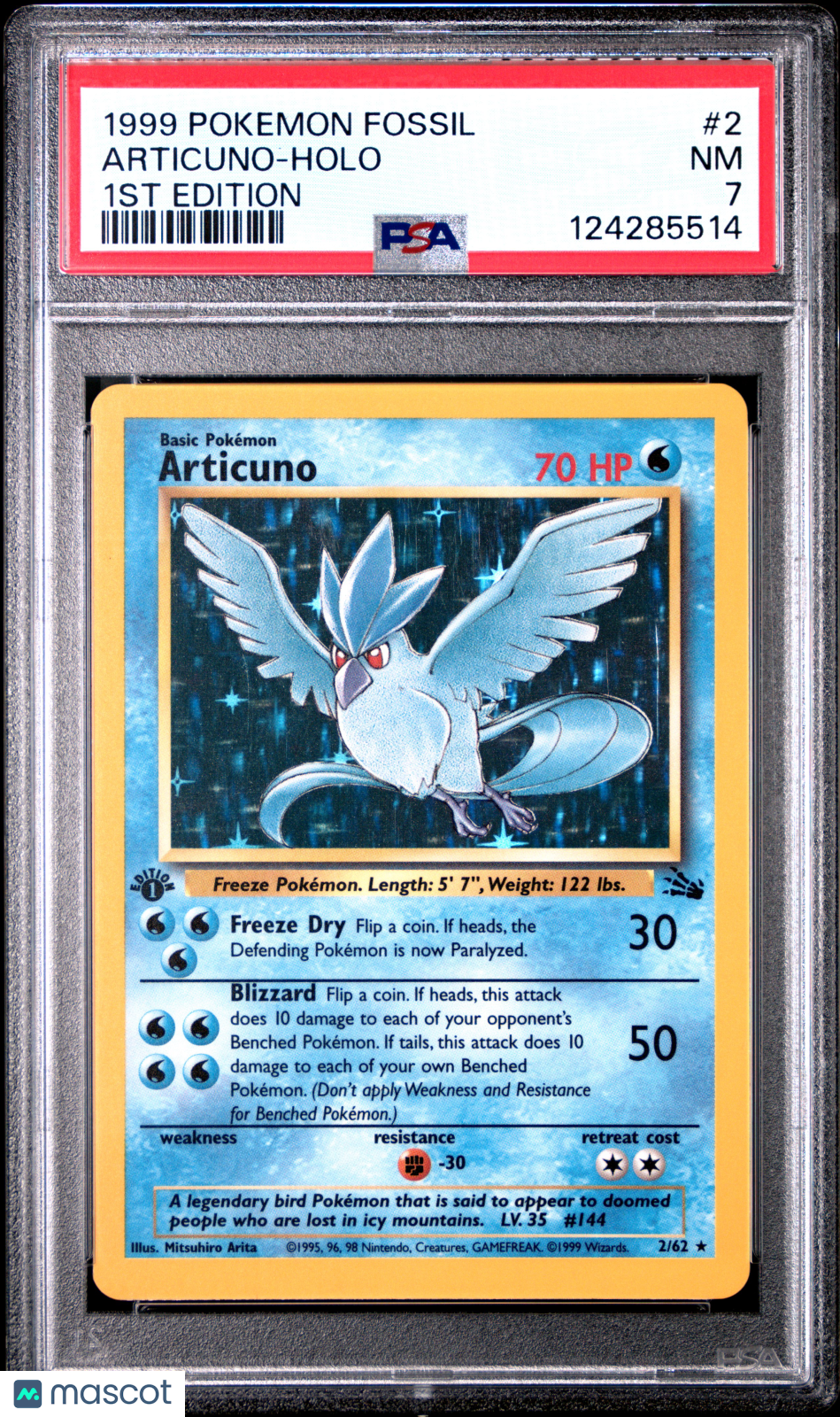 1999 Pokemon Fossil Articuno #2 1ST Edition PSA 7 HOLO - Graded TCG/CCG