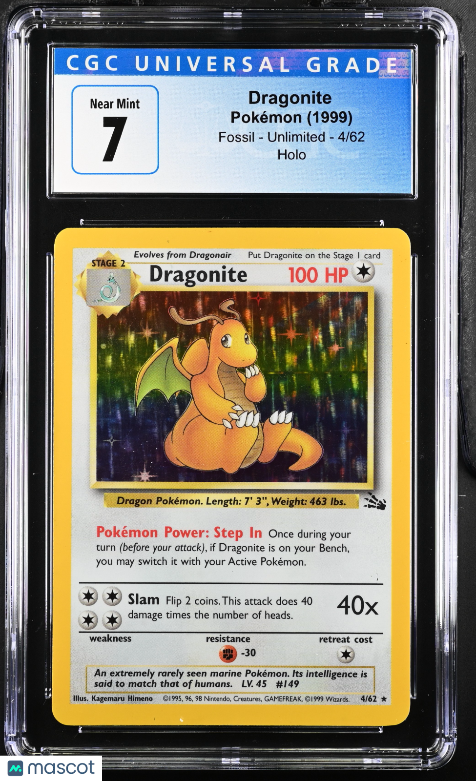 1999 Pokémon Fossil Dragonite #4/62 English CGC 7 - Graded TCG/CCG