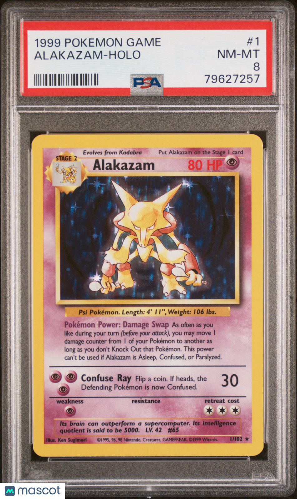 1999 Pokemon Game Alakazam #1 Holo PSA 8 - Graded TCG/CCG