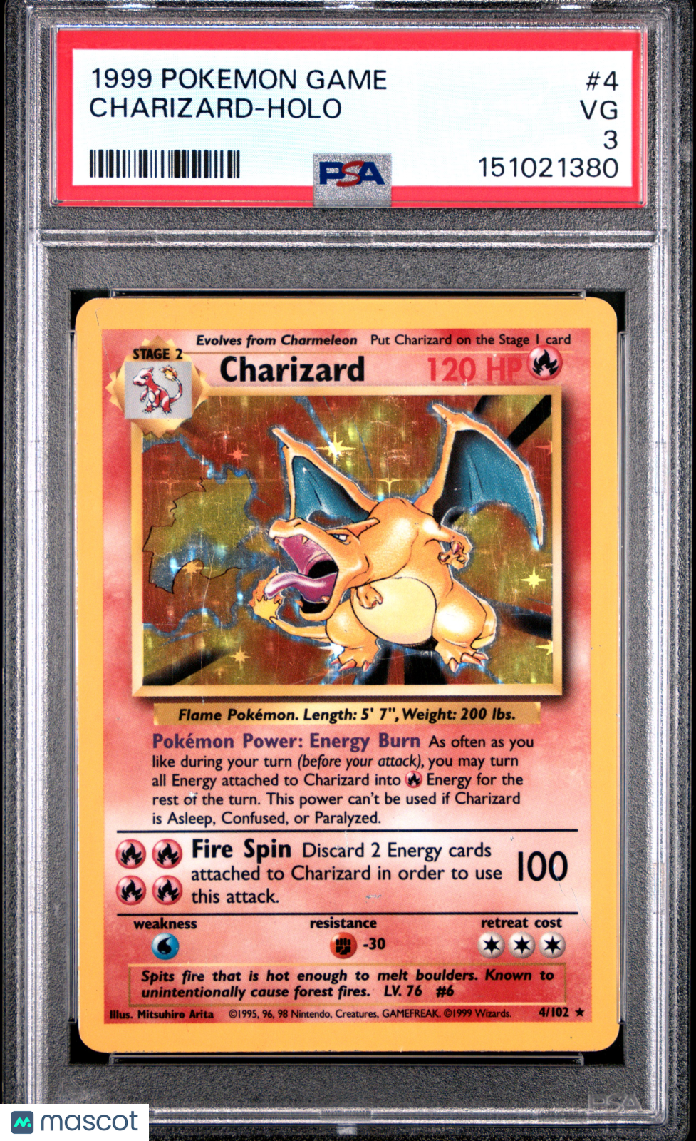 1999 Pokemon Game Charizard #4 Holo PSA 3 - Graded TCG/CCG