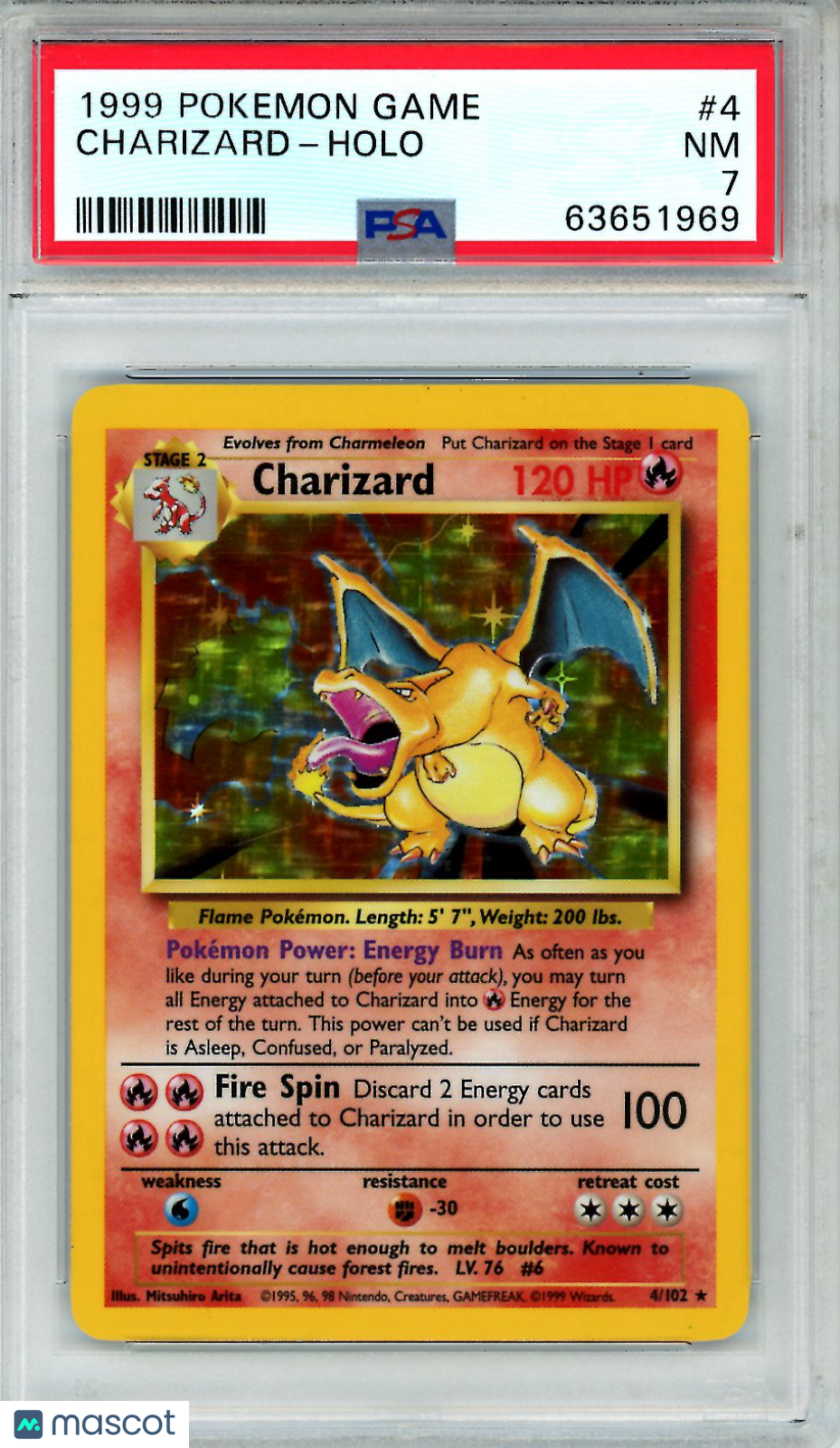 1999 Pokemon Game Charizard #4 Holo PSA 7 NEAR MINT - Graded TCG/CCG