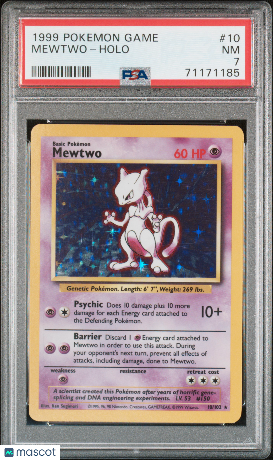 1999 Pokemon Game Mewtwo #10 PSA 7 - Graded TCG/CCG