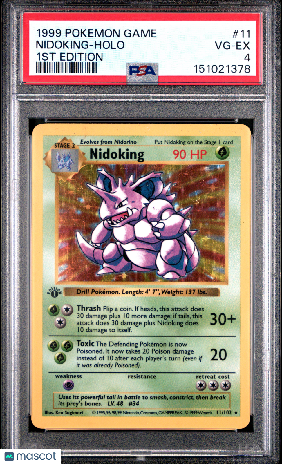 1999 Pokemon Game Nidoking #11 Holo 1st Edition PSA 4 - Graded TCG/CCG