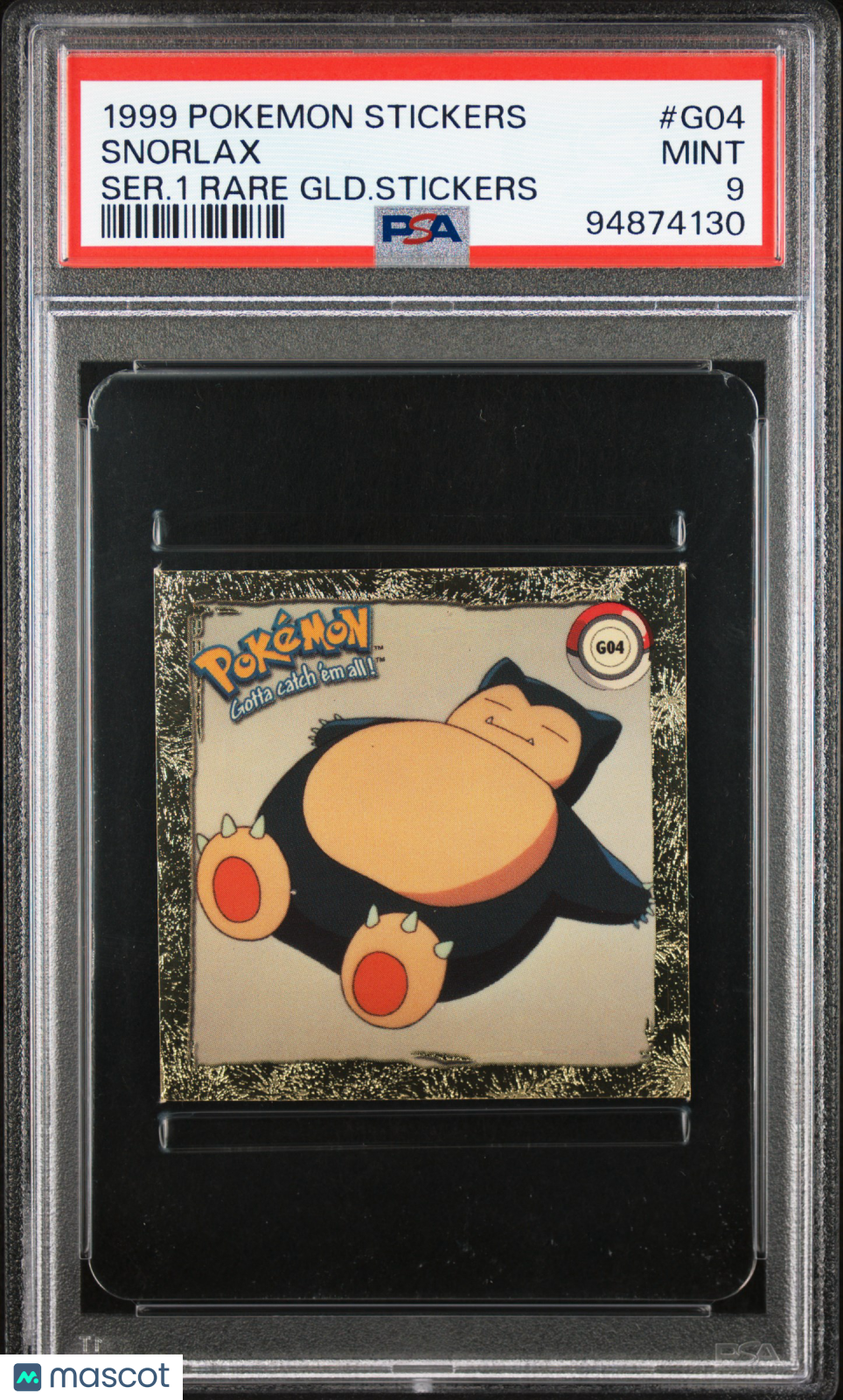 1999 Pokemon Stickers Series 1 Rare Gold Stickers Snorlax #G04 PSA 9 MINT - Graded Non-Sports Cards