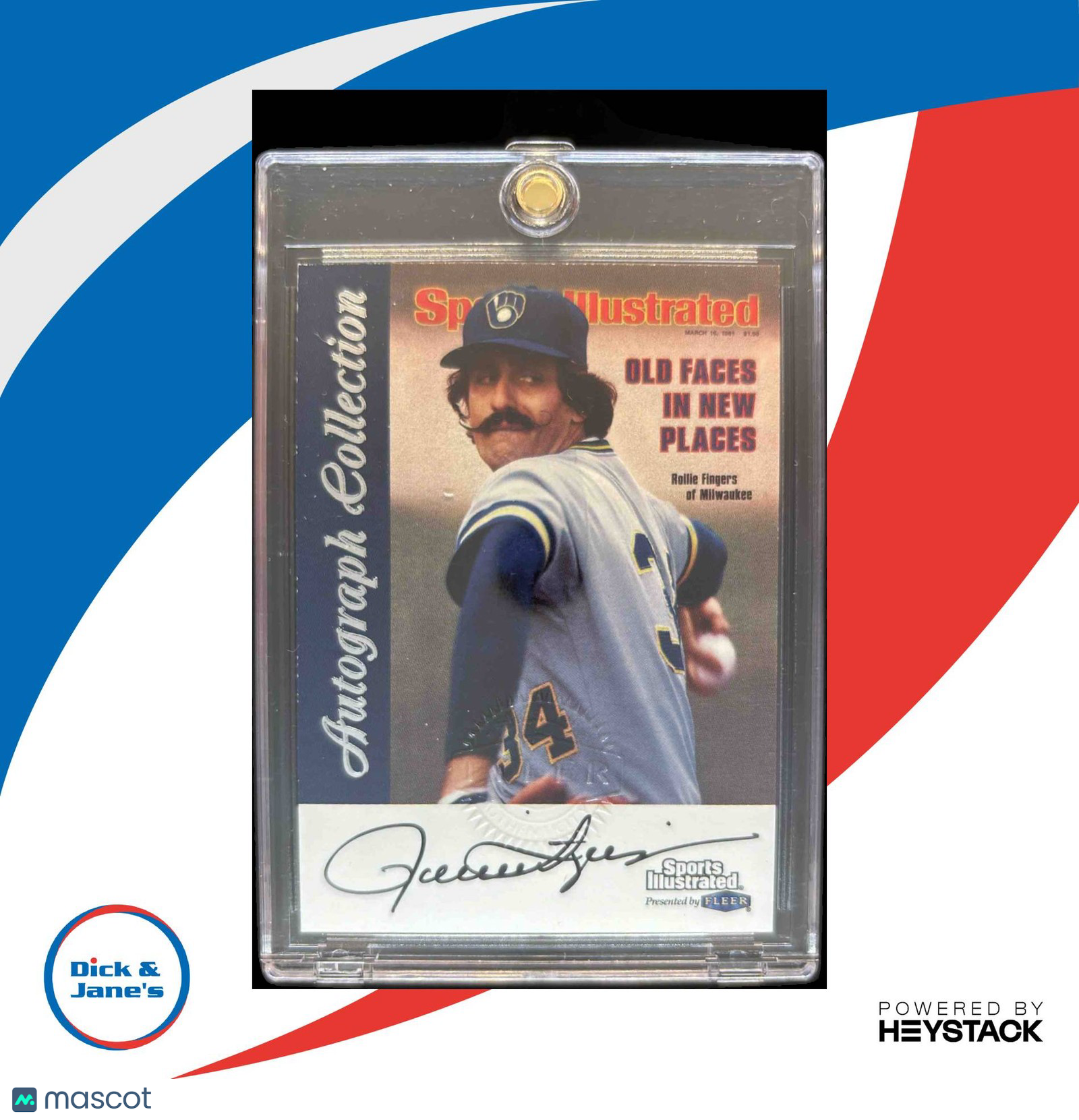 1999 Sports Illustrated Greats of the Game Rollie Fingers Auto Milwaukee Brewers - Sports Cards