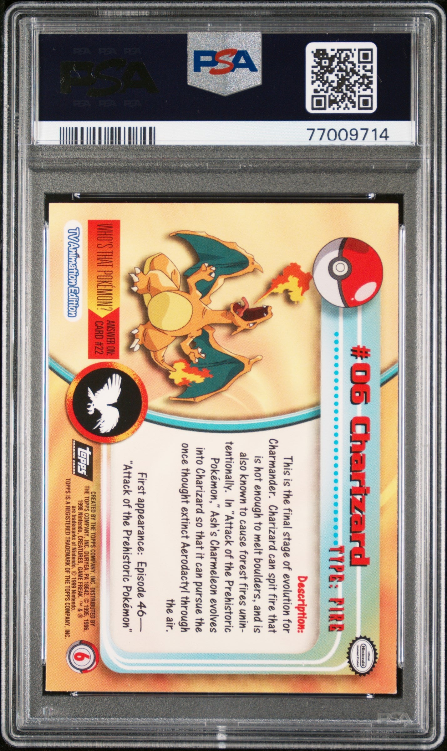 1999 Topps Pokemon TV Charizard #6 PSA 8 - Graded TCG/CCG