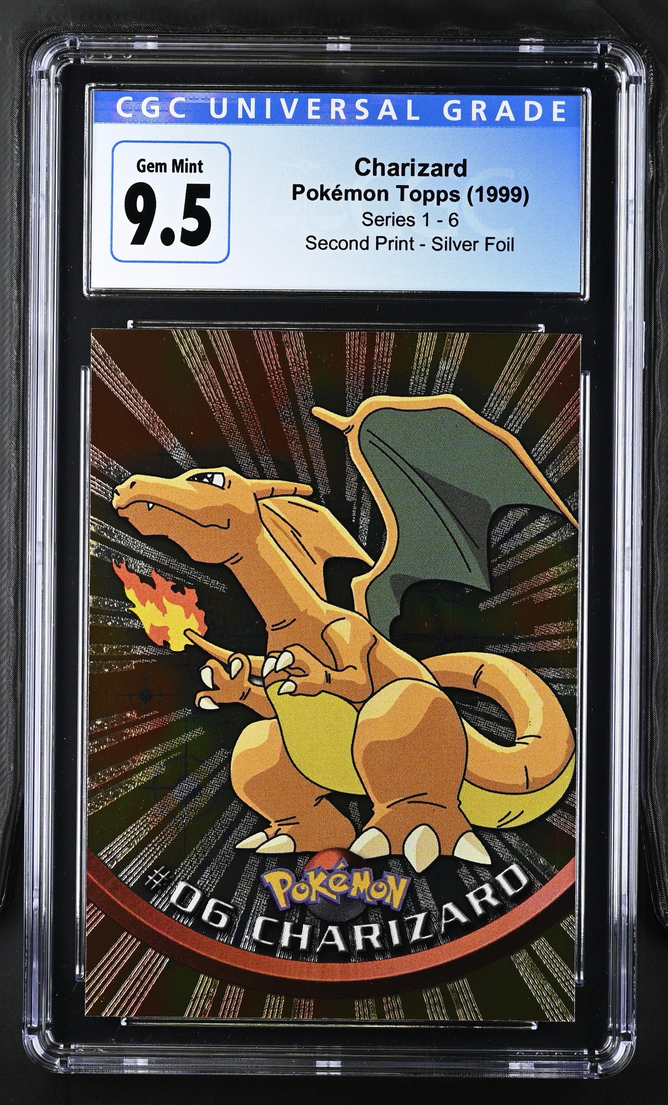 1999 Topps Series 1 Charizard #6 Second Print Silver Foil CGC 10 - Graded Sports Cards