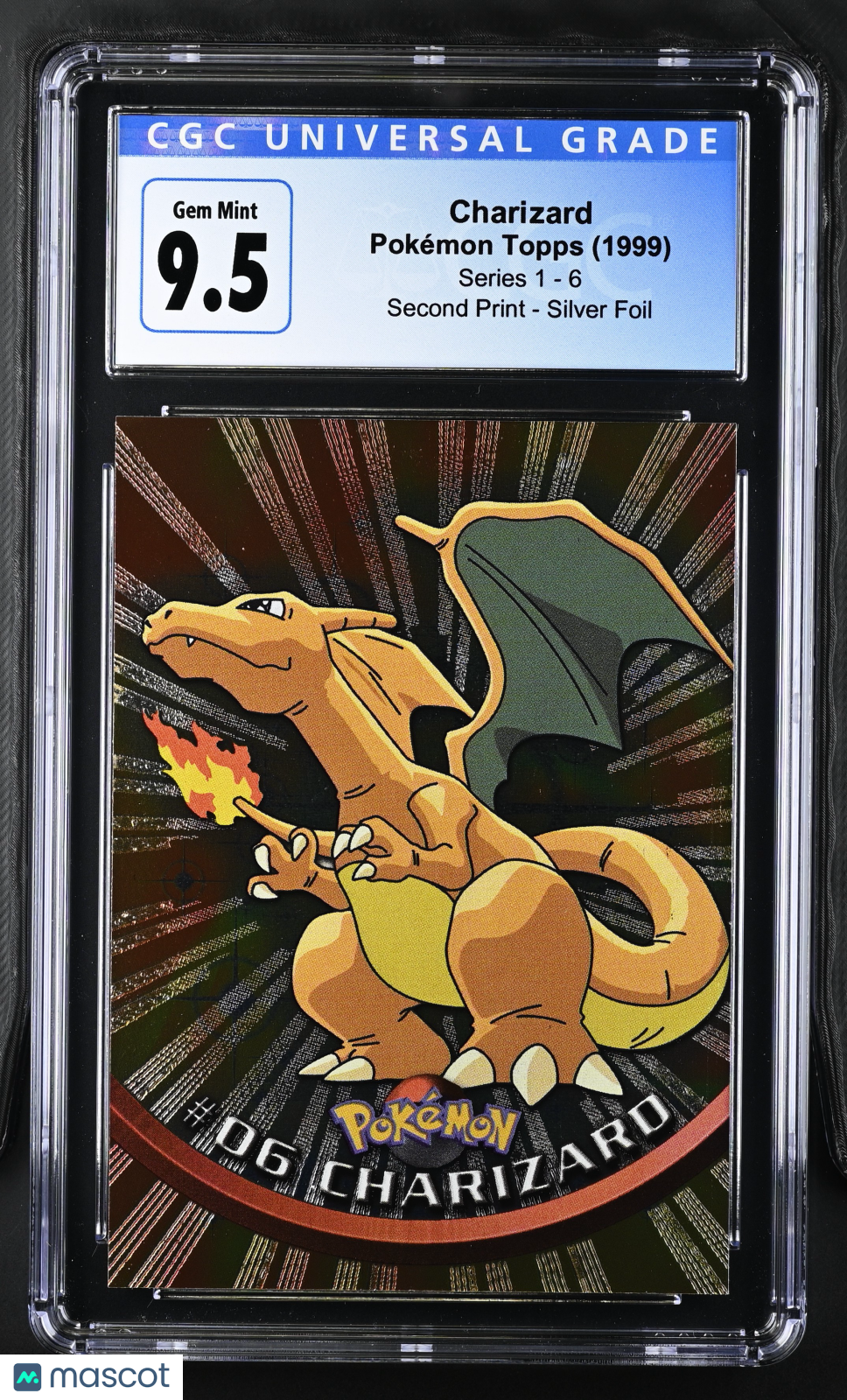 1999 Topps Series 1 Charizard #6 Second Print Silver Foil CGC 9.5 - Graded Sports Cards