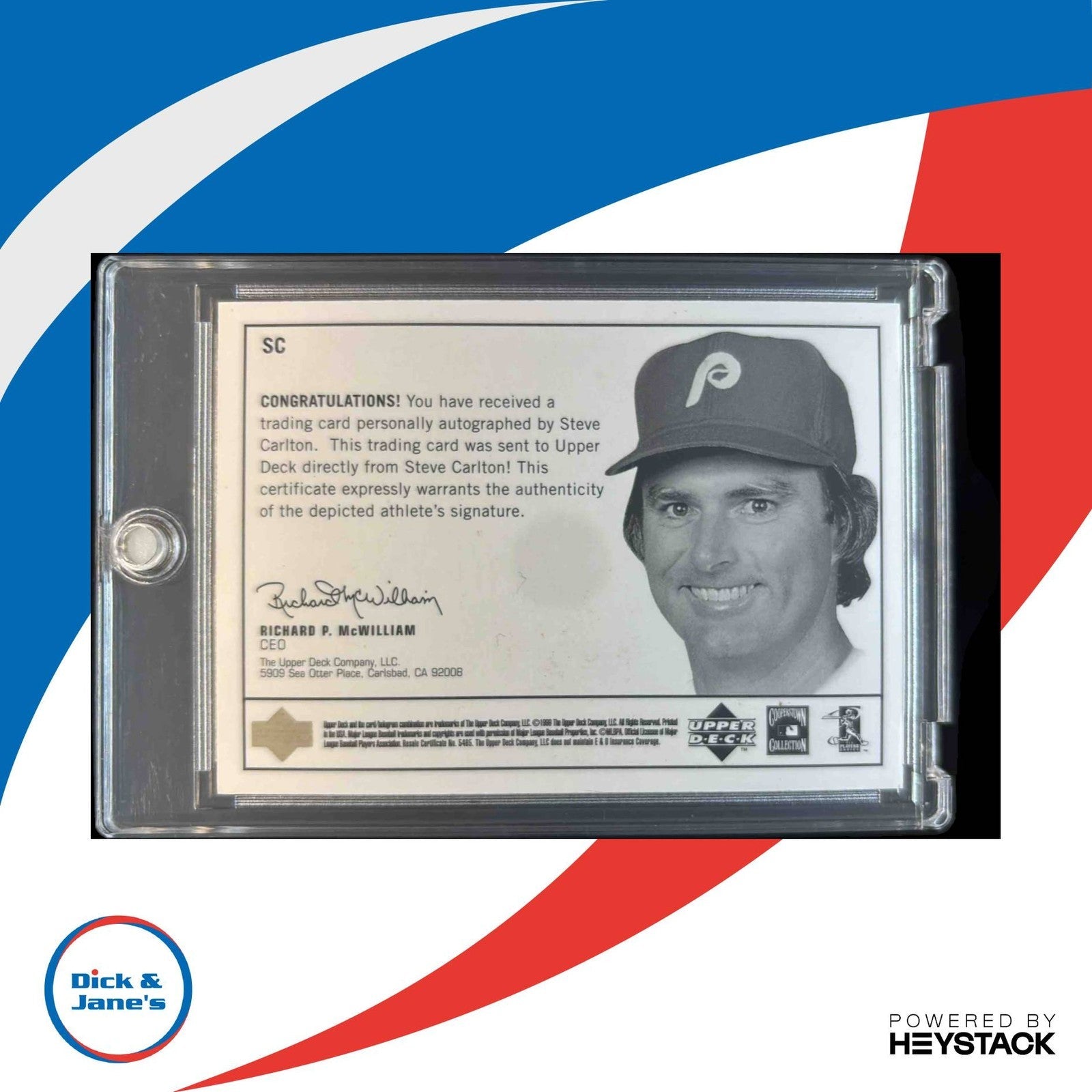 1999 Upper Deck Century Legends Steve Carlton Epic Signatures Auto Phillies - Sports Cards