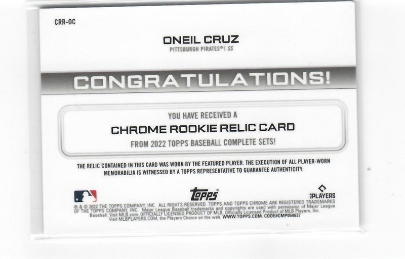 2022 Topps Factory Sets Chrome Rookie Relics