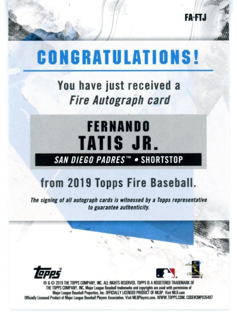 2019 Topps Fire Autographs
