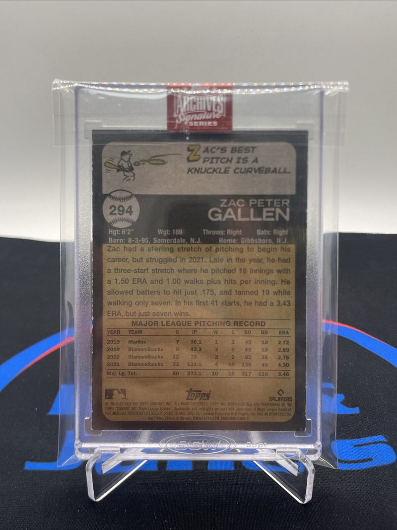 2022 Topps Heritage - Archives Signature Series Zac Gallen Auto /68 Diamondbacks