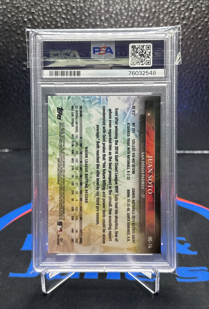 Juan Soto - PSA 10 GM MT 2023 Chrome HIDDEN GEMS - SSP ULTRA RARE Odds 1:175,023