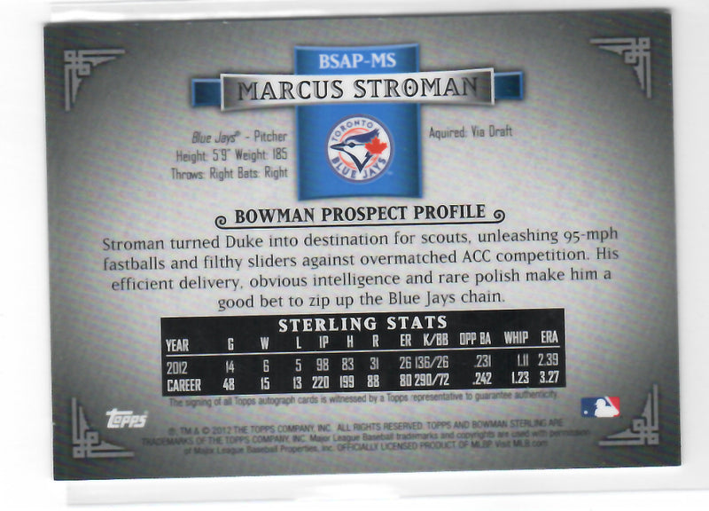 2012 Bowman Sterling Autographed Prospects