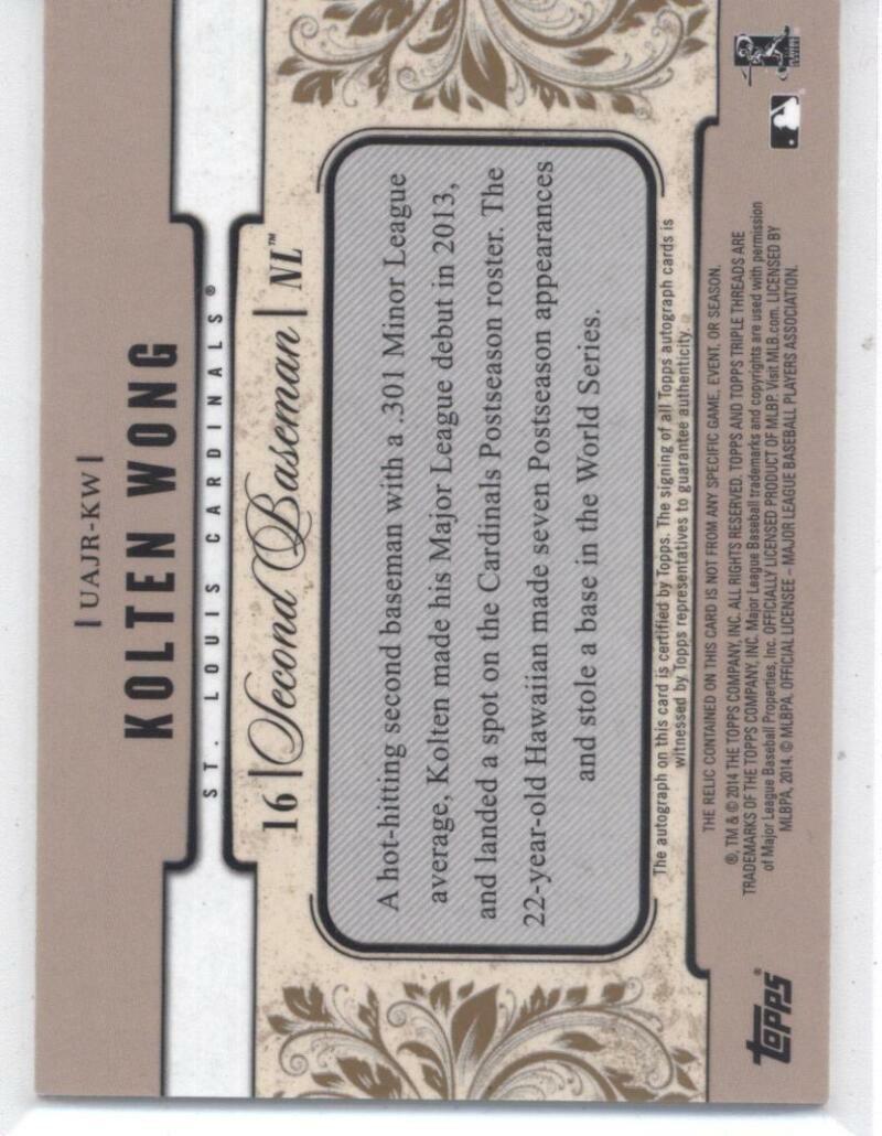 2016 Topps Triple Threads Unity Jumbo Autographed Relics Gold