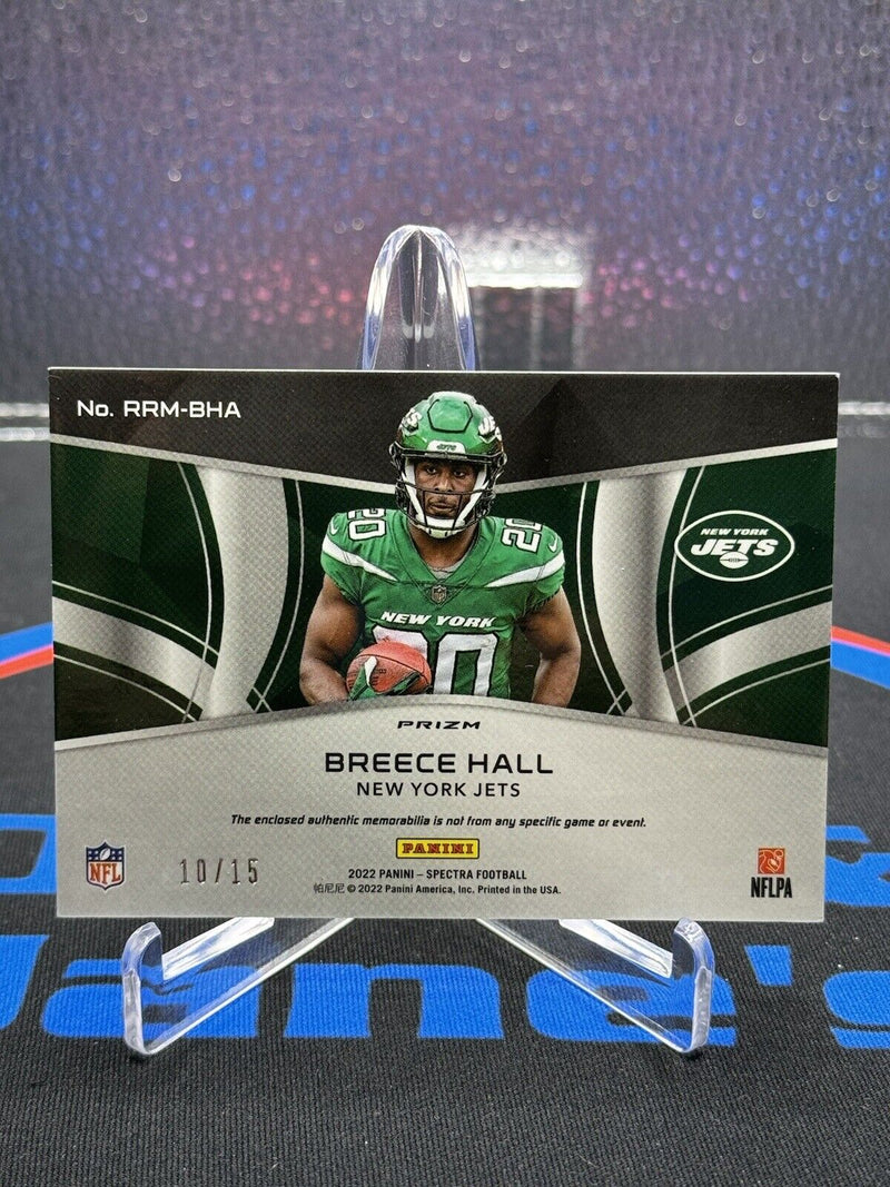 Breece Hall 2022 Spectra Rising Rookie Neon Pink /15 Jets Dual Patch
