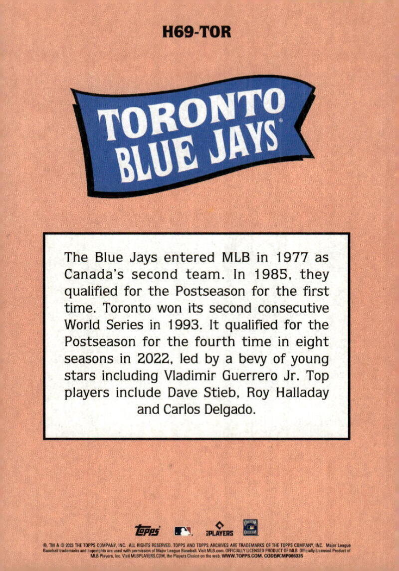2023 Topps Archives 1969 Team History Baseball Post Card Toronto Blue Jays