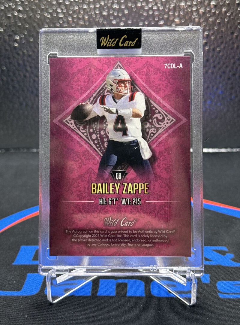 2023 7 Card Studs Bailey Zappe RC Auto Left Club Pink Parallel Jersey Match 2/4