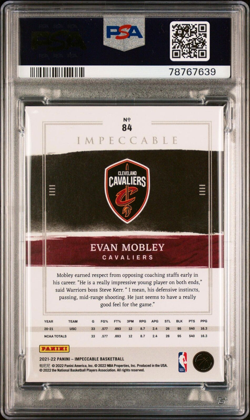 2021 Panini Impeccable Evan Mobley Asia Red 84 PSA 7 NM