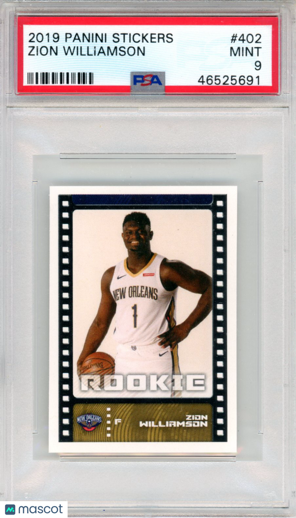 2019 Panini Stickers Zion Williamson #402 PSA 9 Basketball