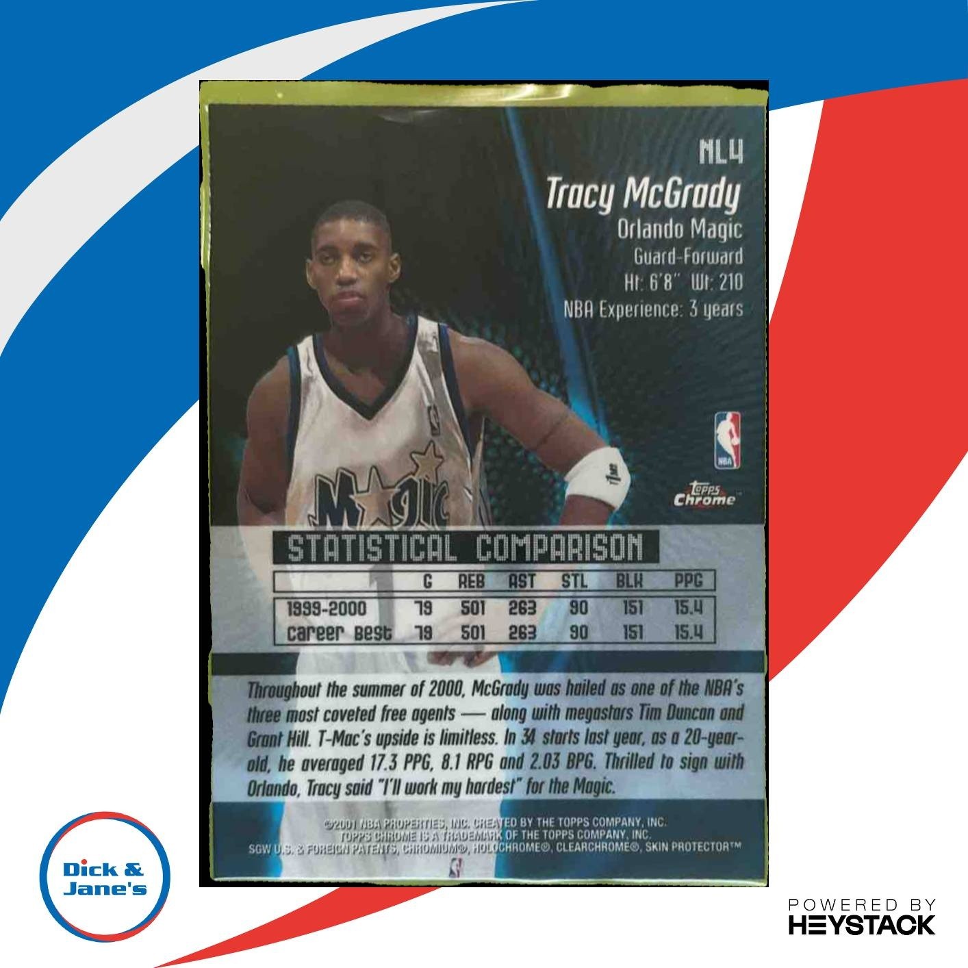 2000-01 Topps Chrome Tracy McGrady No Limit #NL4 Orlando Magic - Sports Cards