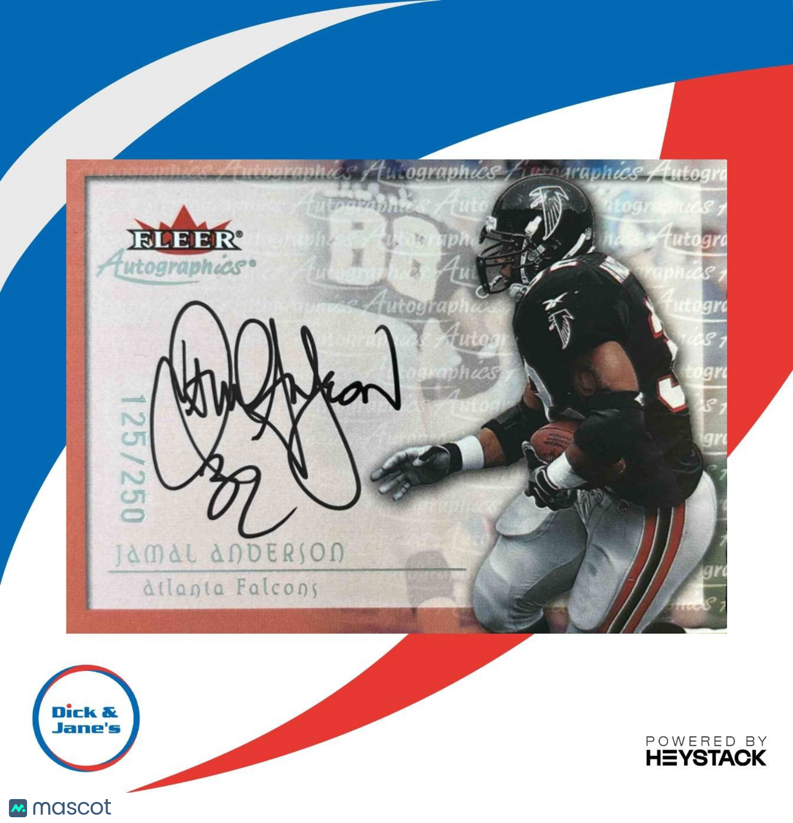 2000 Fleer Tradition Jamal Anderson Autographics Silver /250 Tennessee Titans - Sports Cards