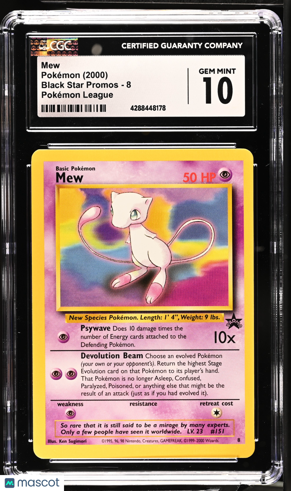 2000 Pokemon Black Star Promos Pokémon League Mew #8 CGC 10 - Graded TCG/CCG