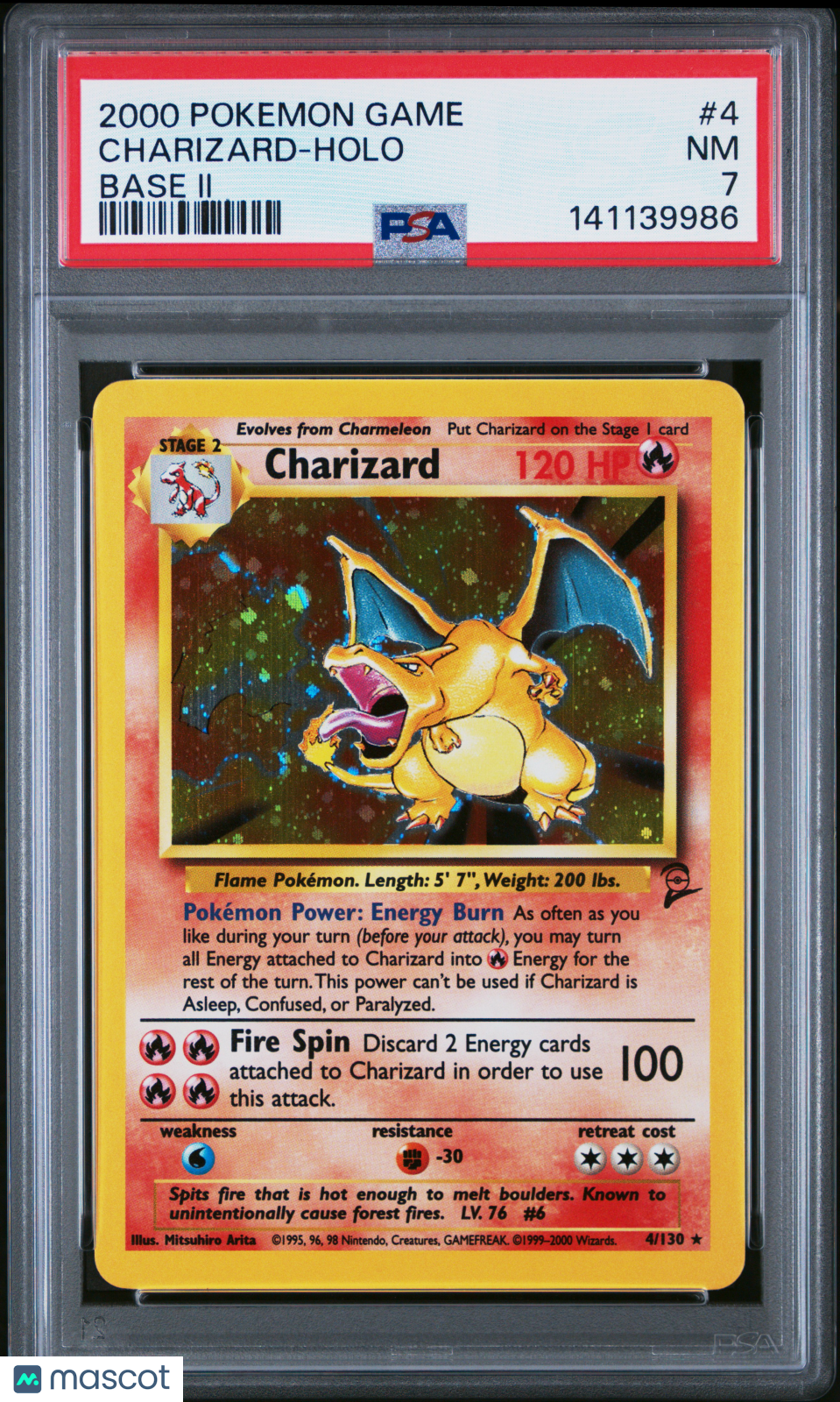 2000 Pokemon Game Base II Charizard #4 Holo PSA 7 NM - Graded TCG/CCG