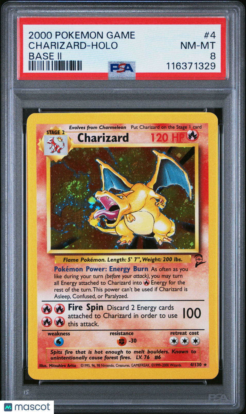 2000 Pokemon Game Base II Charizard #4 HOLO PSA 8 *SWIRL* - Graded TCG/CCG