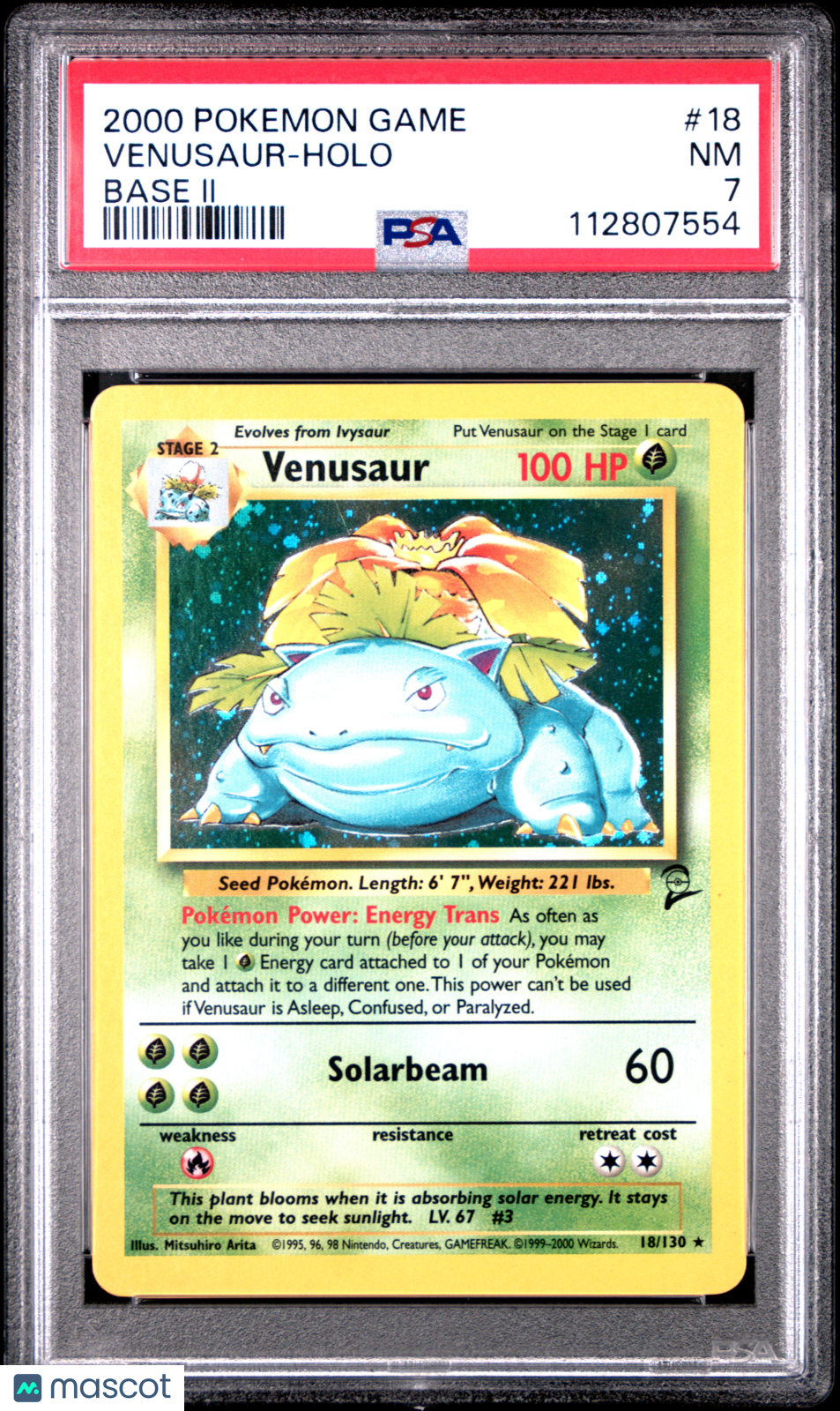 2000 Pokemon Game Base II Venusaur #18 PSA 7 HOLO - Graded TCG/CCG