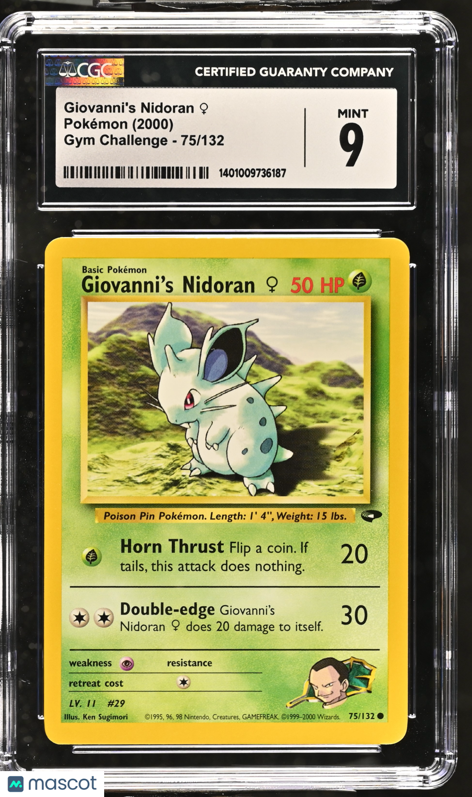 2000 Pokemon Gym Challenge Giovanni’s Nidoran ♀ #75/132 CGC 9 MINT - Graded TCG/CCG
