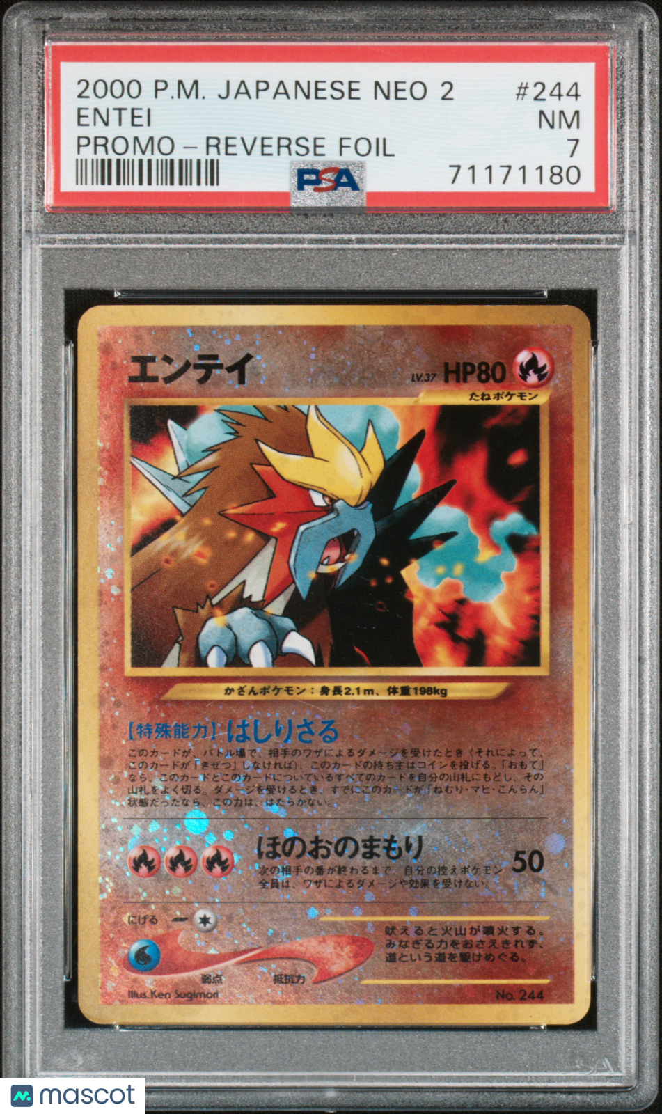 2000 Pokemon Japanese Neo 2 Promo Entei #244 Japanese Promo-Reverse Foil PSA 7 - Graded TCG/CCG
