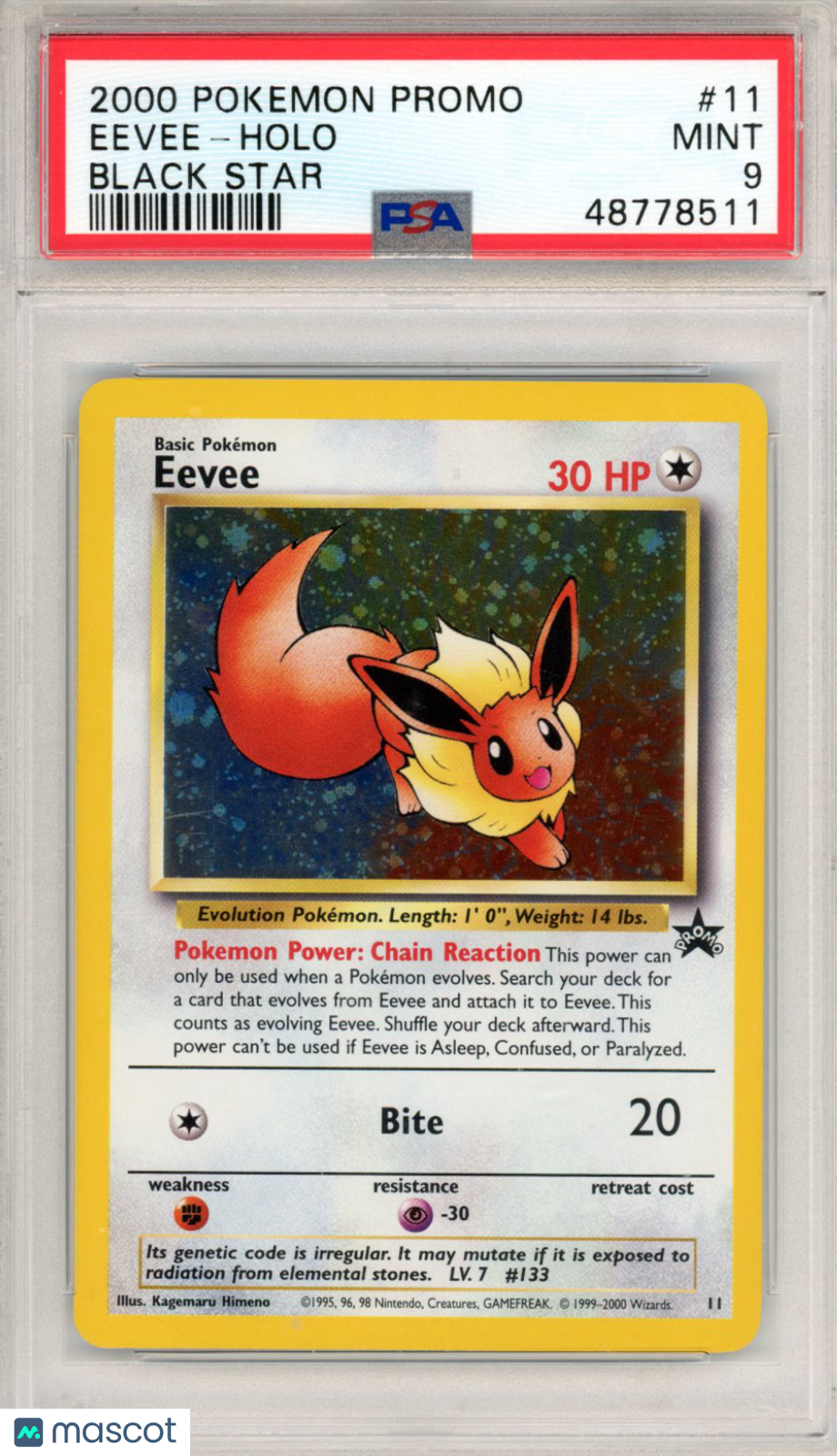 2000 Pokemon Promo Black Star Eevee #11 Pokemon League PSA 9 - Graded TCG/CCG