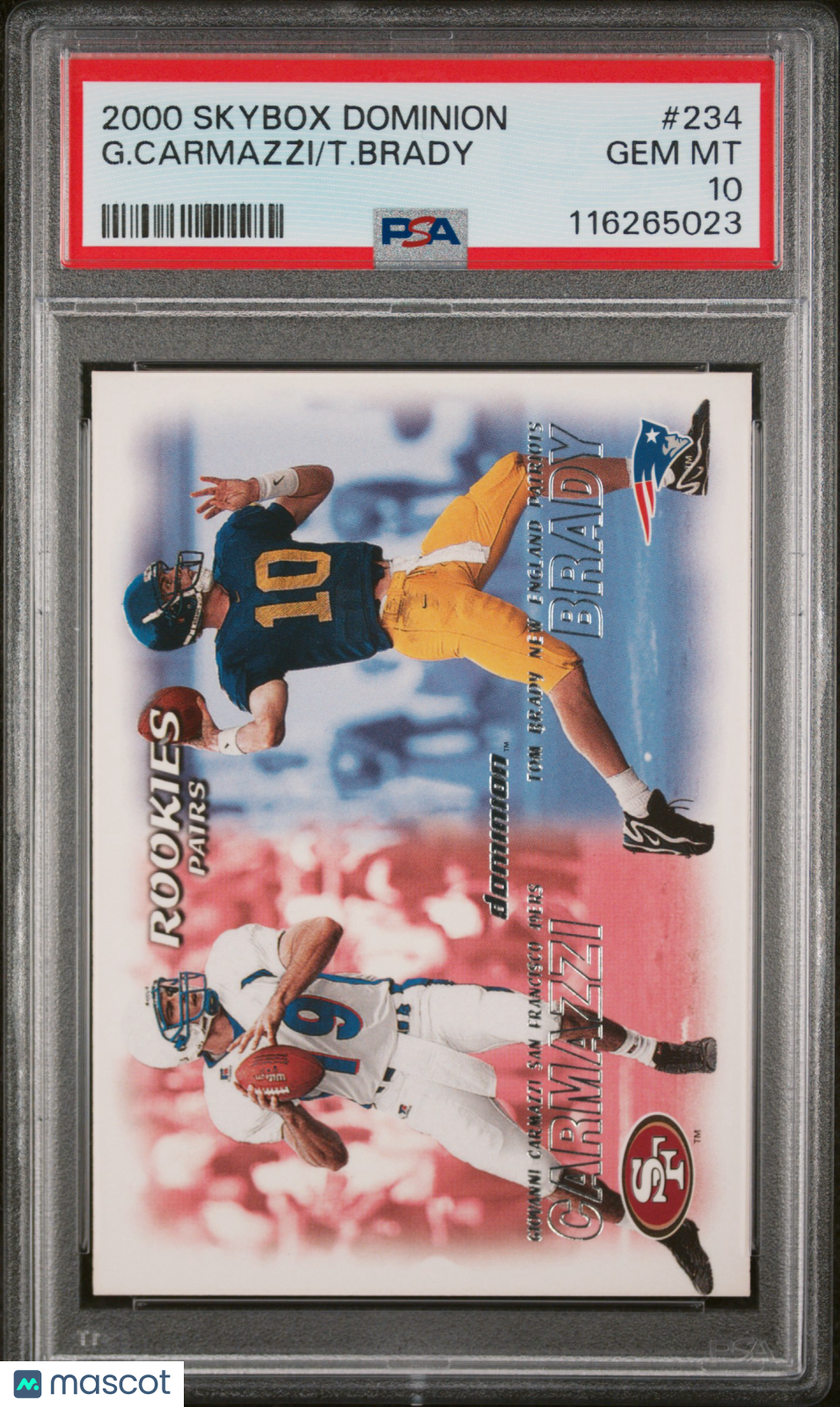 2000 Skybox Dominion Tom Brady G. Carmazzi Rookie PSA 10 New England Patriots Graded Sports Cards