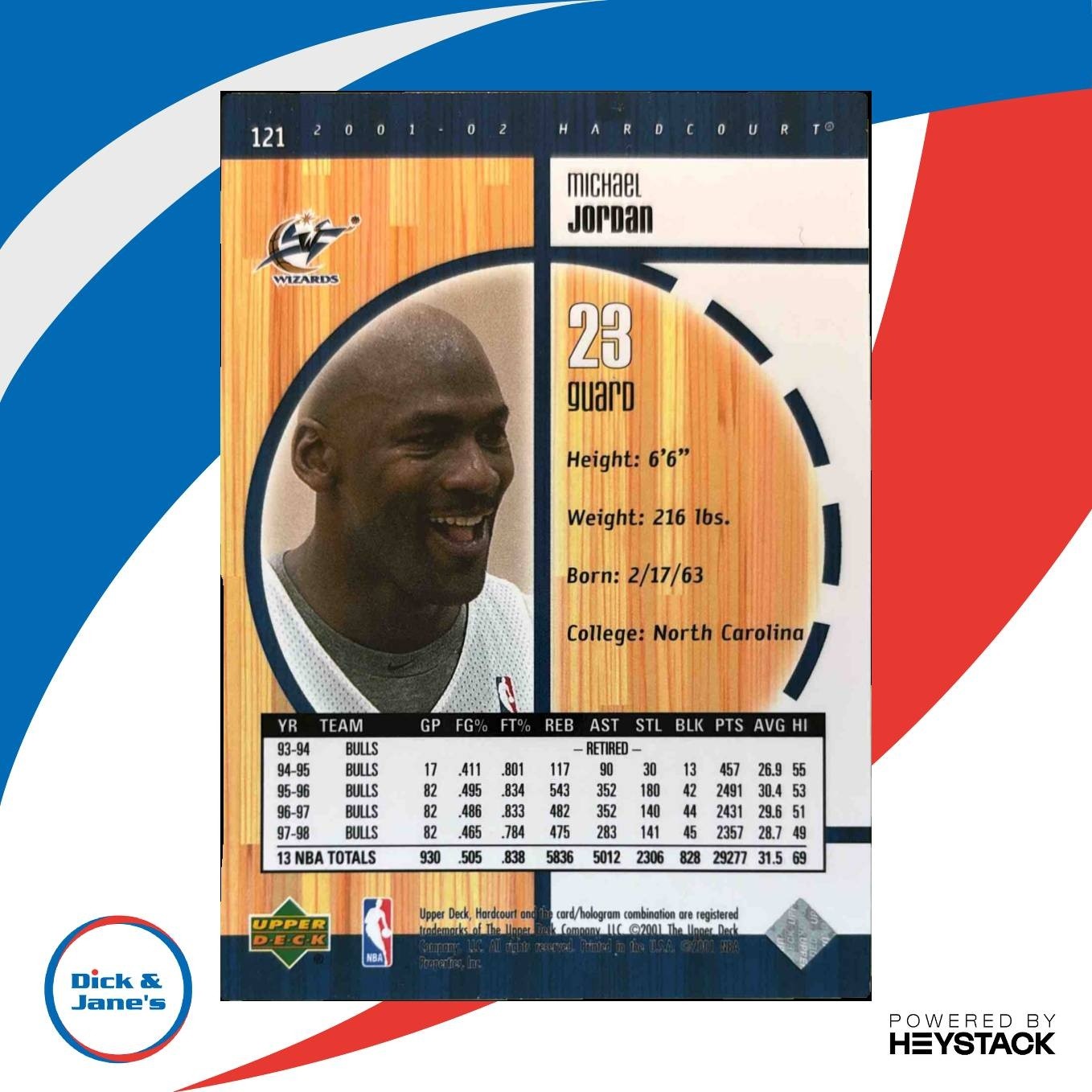 2001-02 Upper Deck Hardcourt Michael Jordan #121