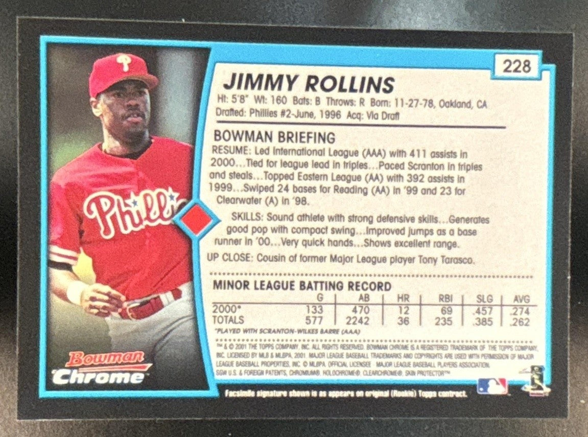 2001 Bowman Chrome Jimmy Rollins #228 Philadelphia Phillies - Sports Cards