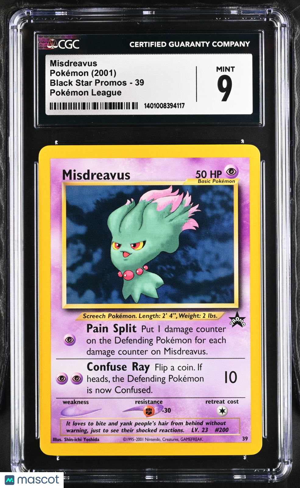 2001 Pokemon Black Star Promos Misdreavus #39 CGC 9 MINT - Graded TCG/CCG