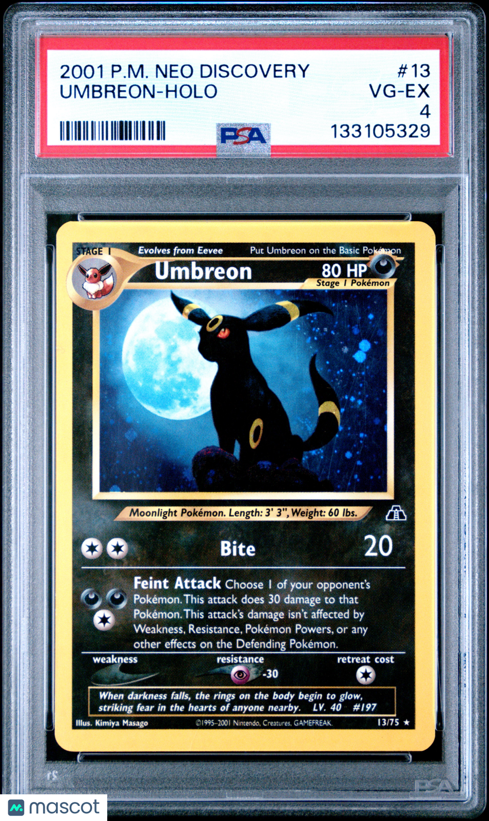 2001 Pokemon Neo Discovery Umbreon #13 HOLO PSA 4 - Graded TCG/CCG