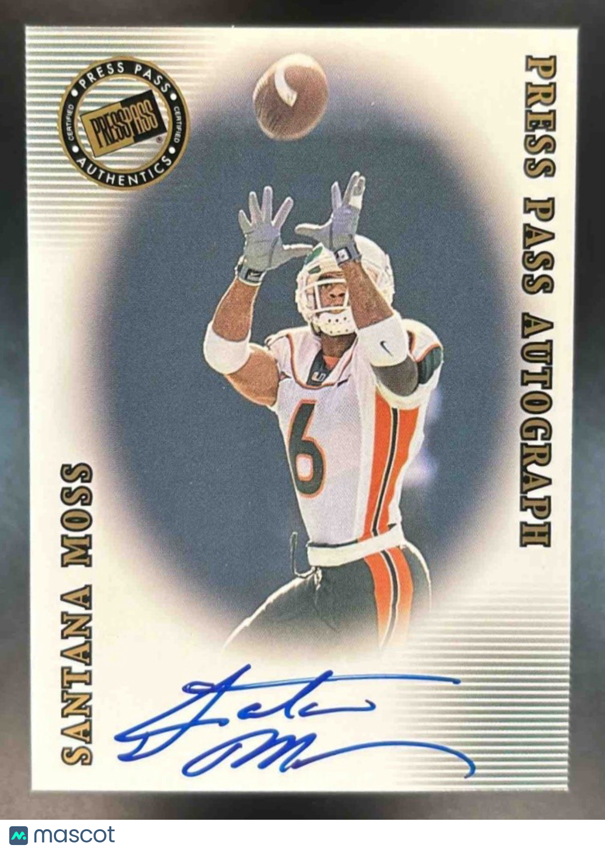 2001 Press Pass SE Santana Moss Auto Bronze #NNO Miami Hurricanes - Sports Cards