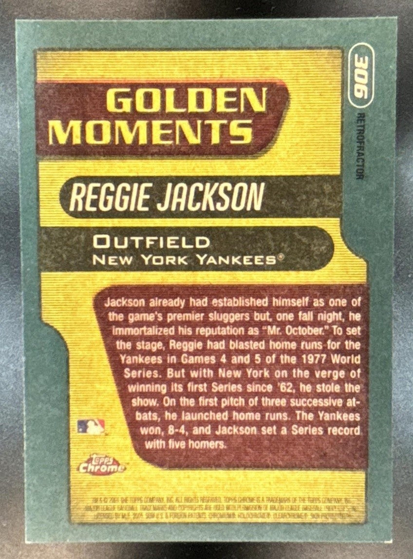 2001 Topps Chrome Reggie Jackson Retrofractors #306 New York Yankees - Sports Cards