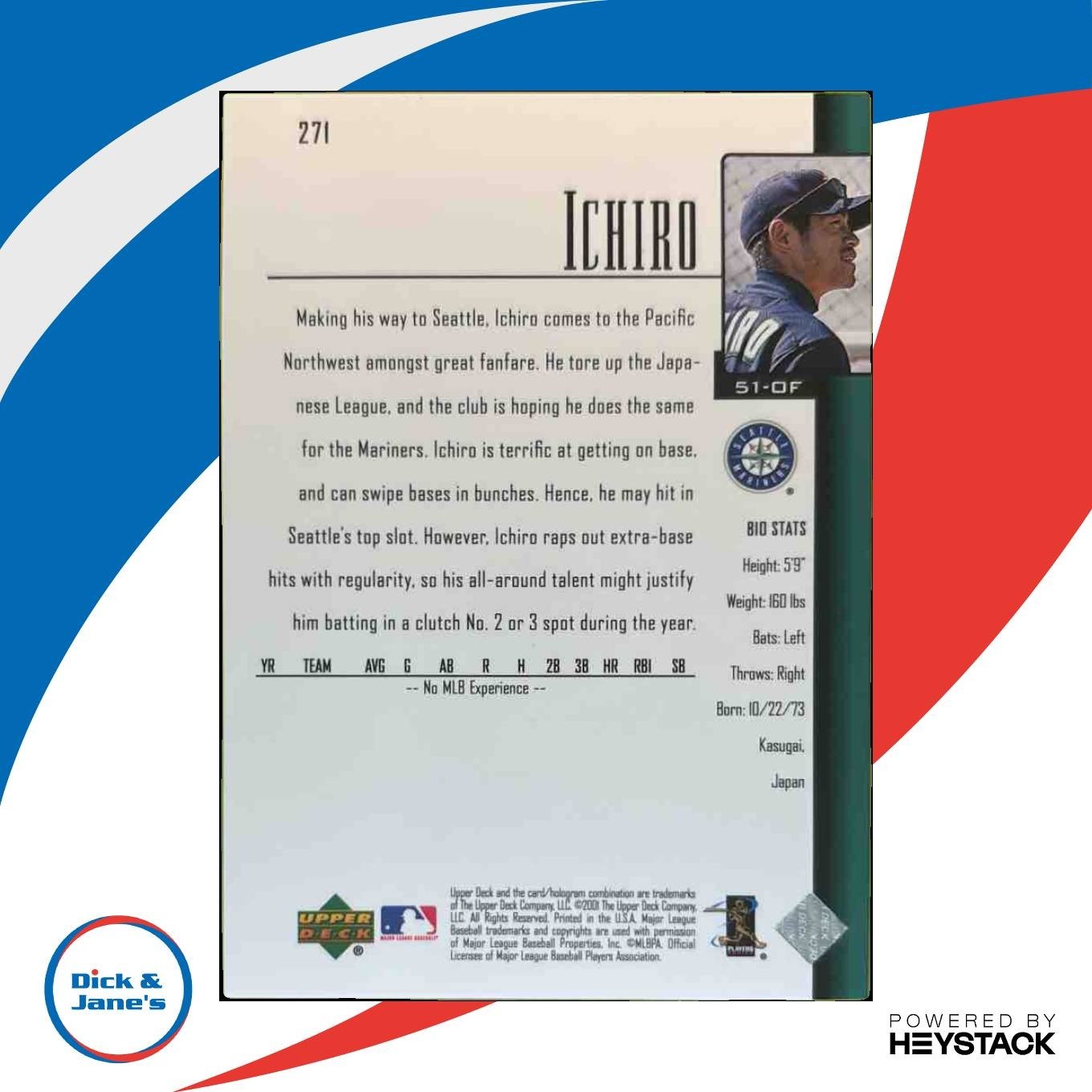 2001 Upper Deck Ichiro #271 RC Seattle Mariners - Sports Cards